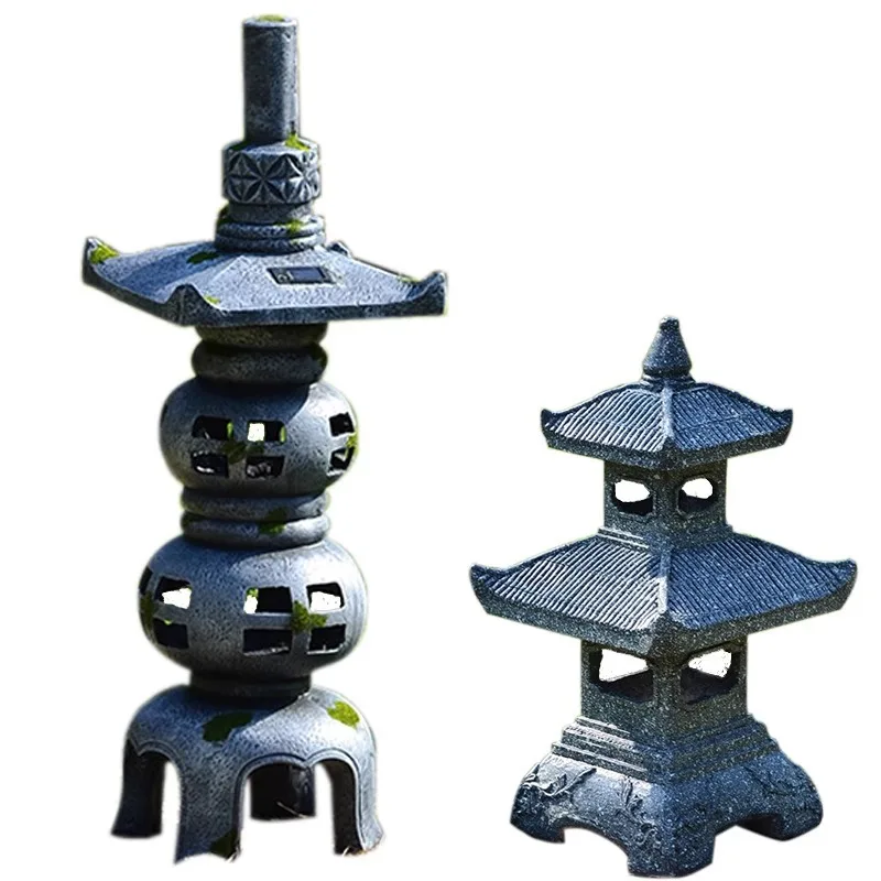 Gardening Hand Tools Japanese - Lampu menara batu taman tenaga surya